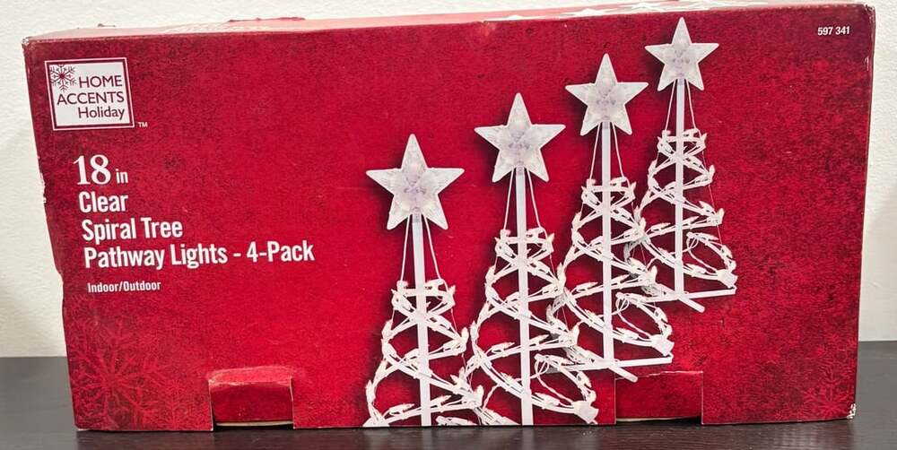 Home Accents Holiday 18 In Clear Spiral Tree Pathway Lights 4-Pack